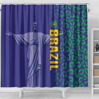 Brazil Football Shower Curtain With Leopard Pattern