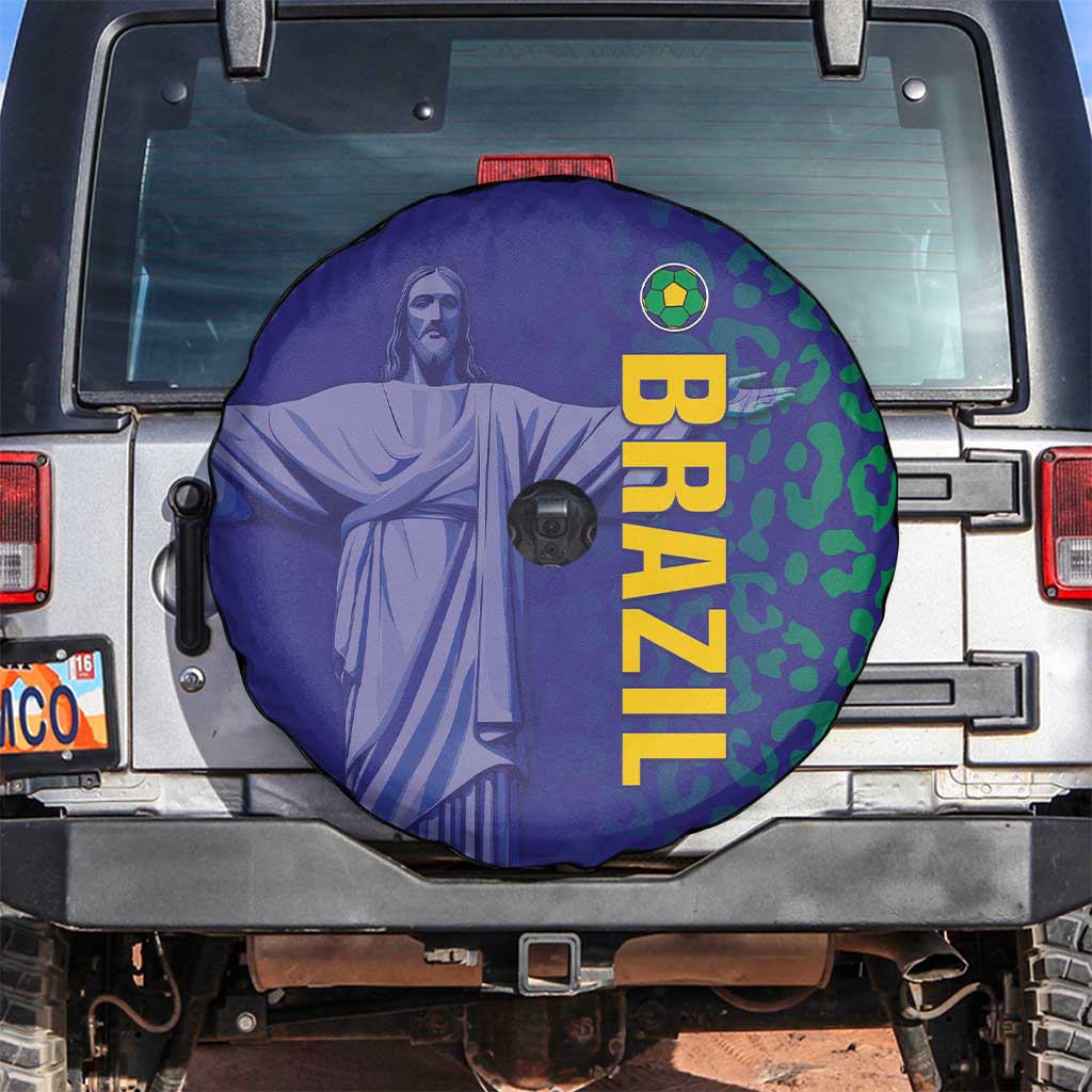 Brazil Football Spare Tire Cover With Leopard Pattern
