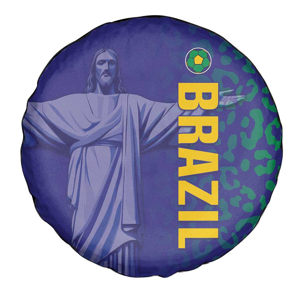 Brazil Football Spare Tire Cover With Leopard Pattern