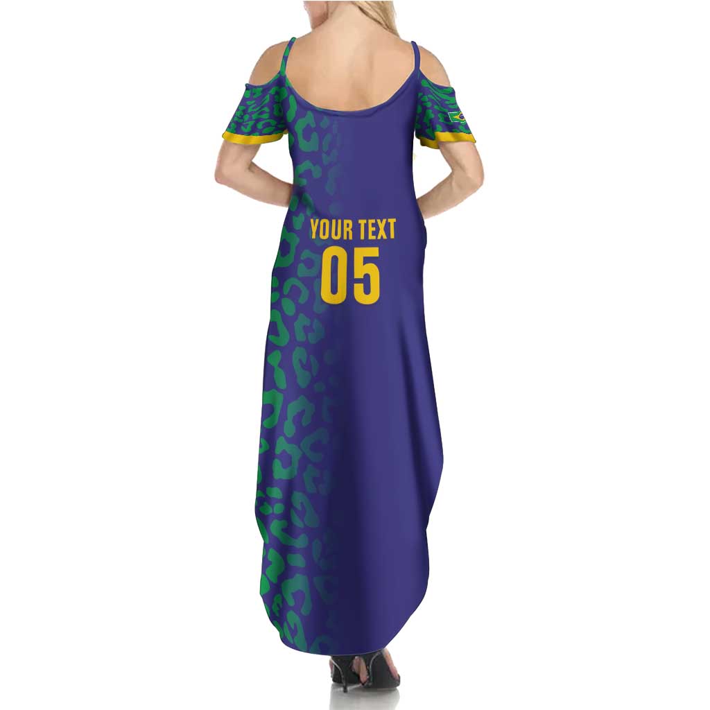 Custom Brazil Football Summer Maxi Dress With Leopard Pattern