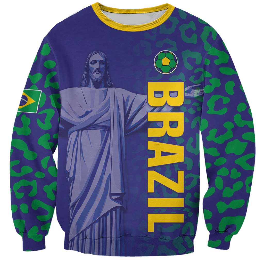 Custom Brazil Football Sweatshirt With Leopard Pattern