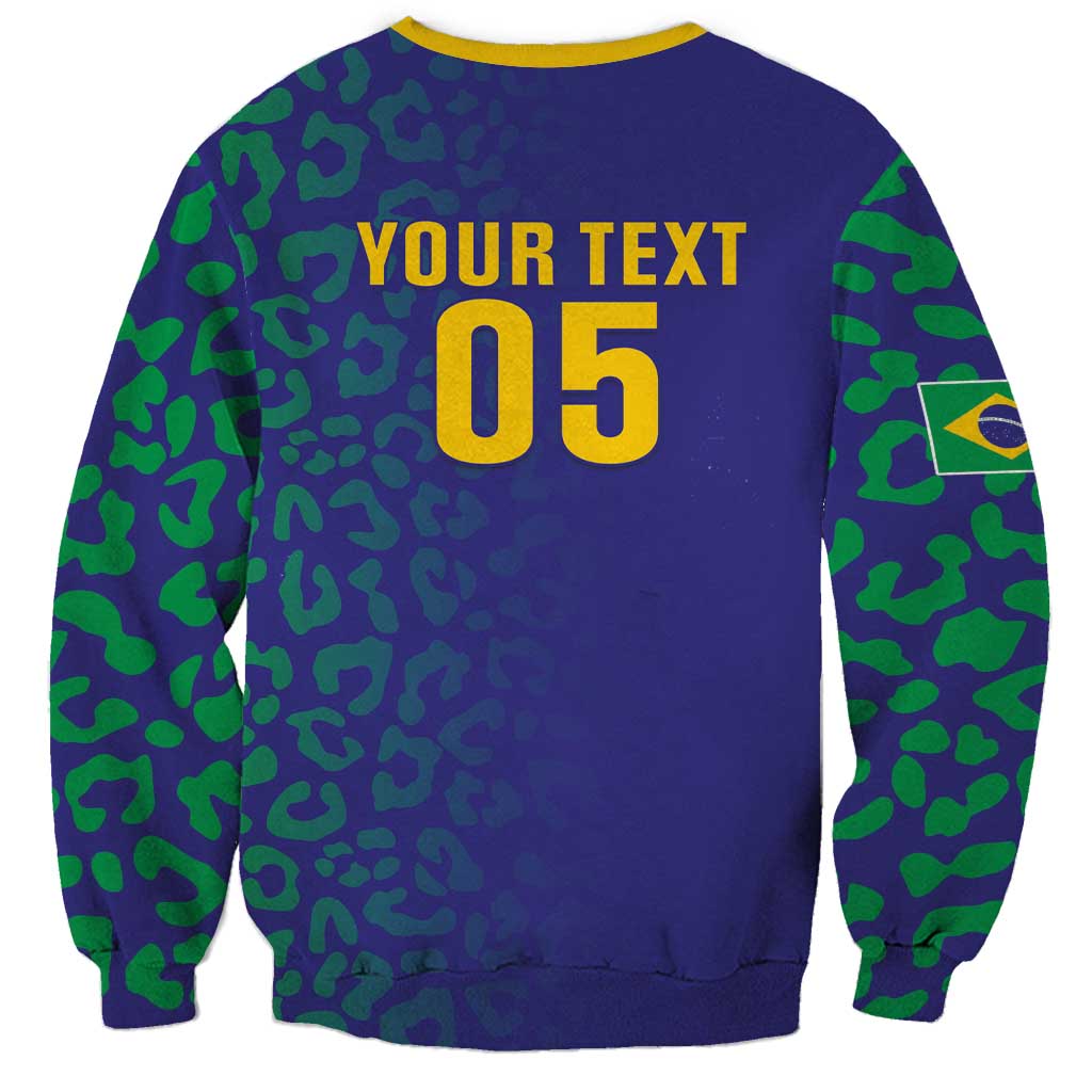 Custom Brazil Football Sweatshirt With Leopard Pattern