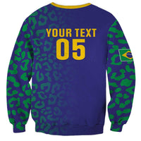 Custom Brazil Football Sweatshirt With Leopard Pattern