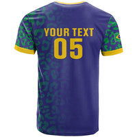 Custom Brazil Football T Shirt With Leopard Pattern