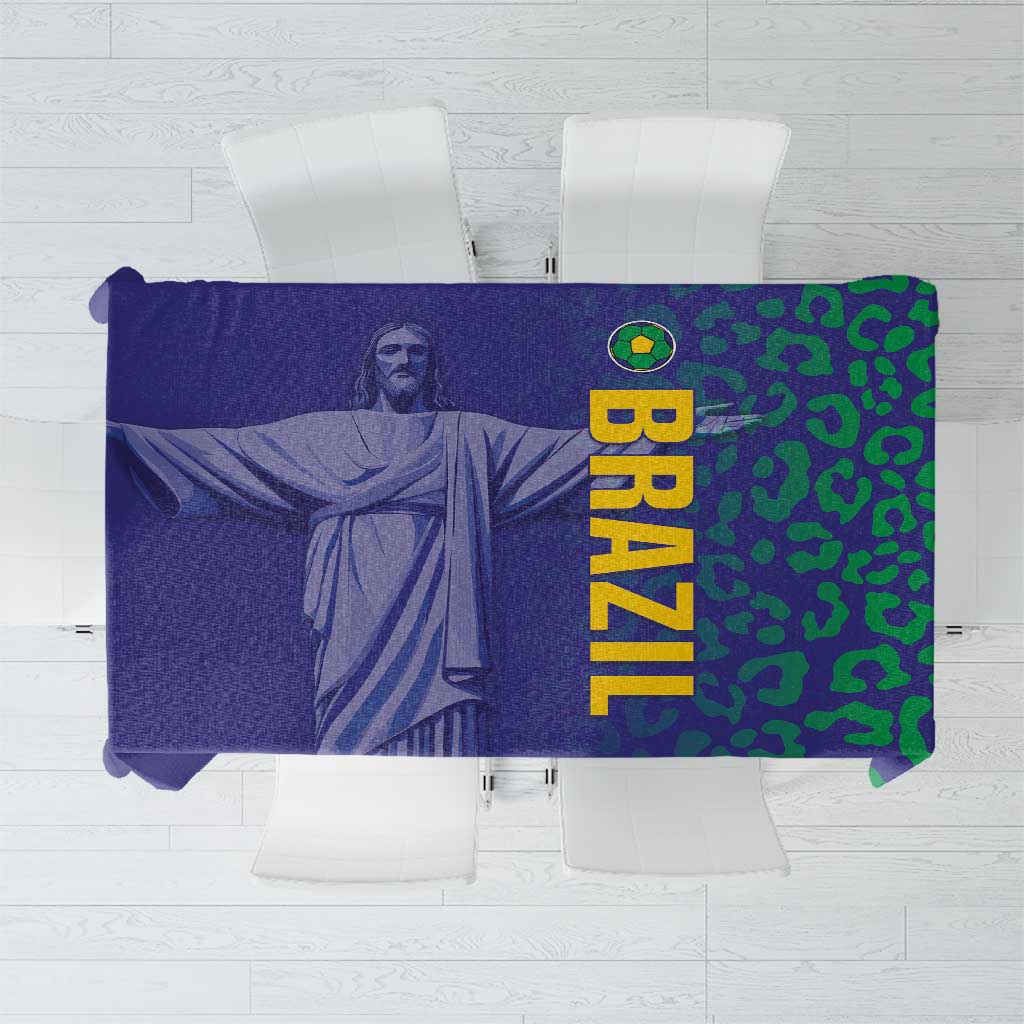 Brazil Football Tablecloth With Leopard Pattern