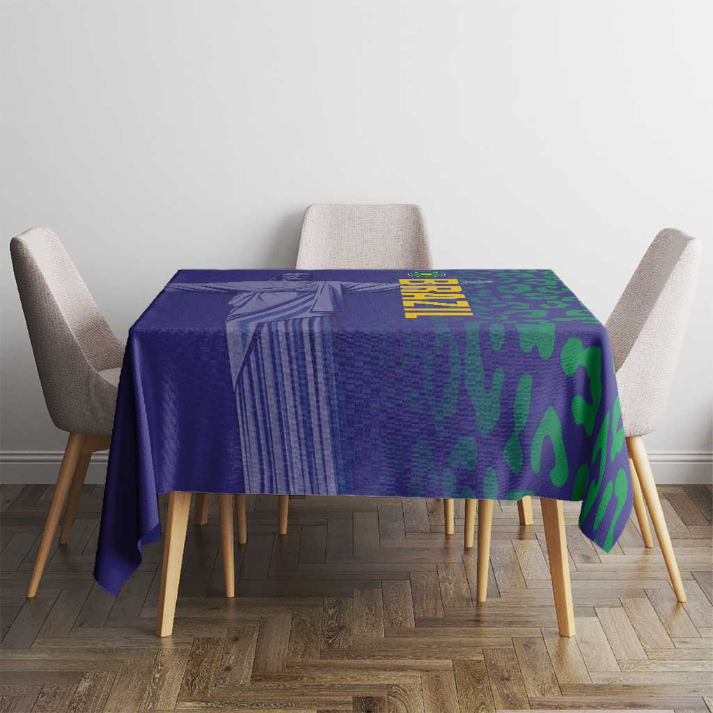 Brazil Football Tablecloth With Leopard Pattern