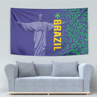 Brazil Football Tapestry With Leopard Pattern