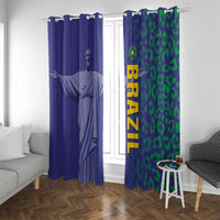 Brazil Football Window Curtain With Leopard Pattern