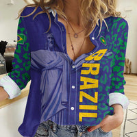 Custom Brazil Football Women Casual Shirt With Leopard Pattern
