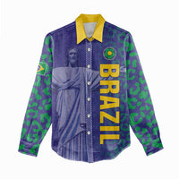Custom Brazil Football Women Casual Shirt With Leopard Pattern