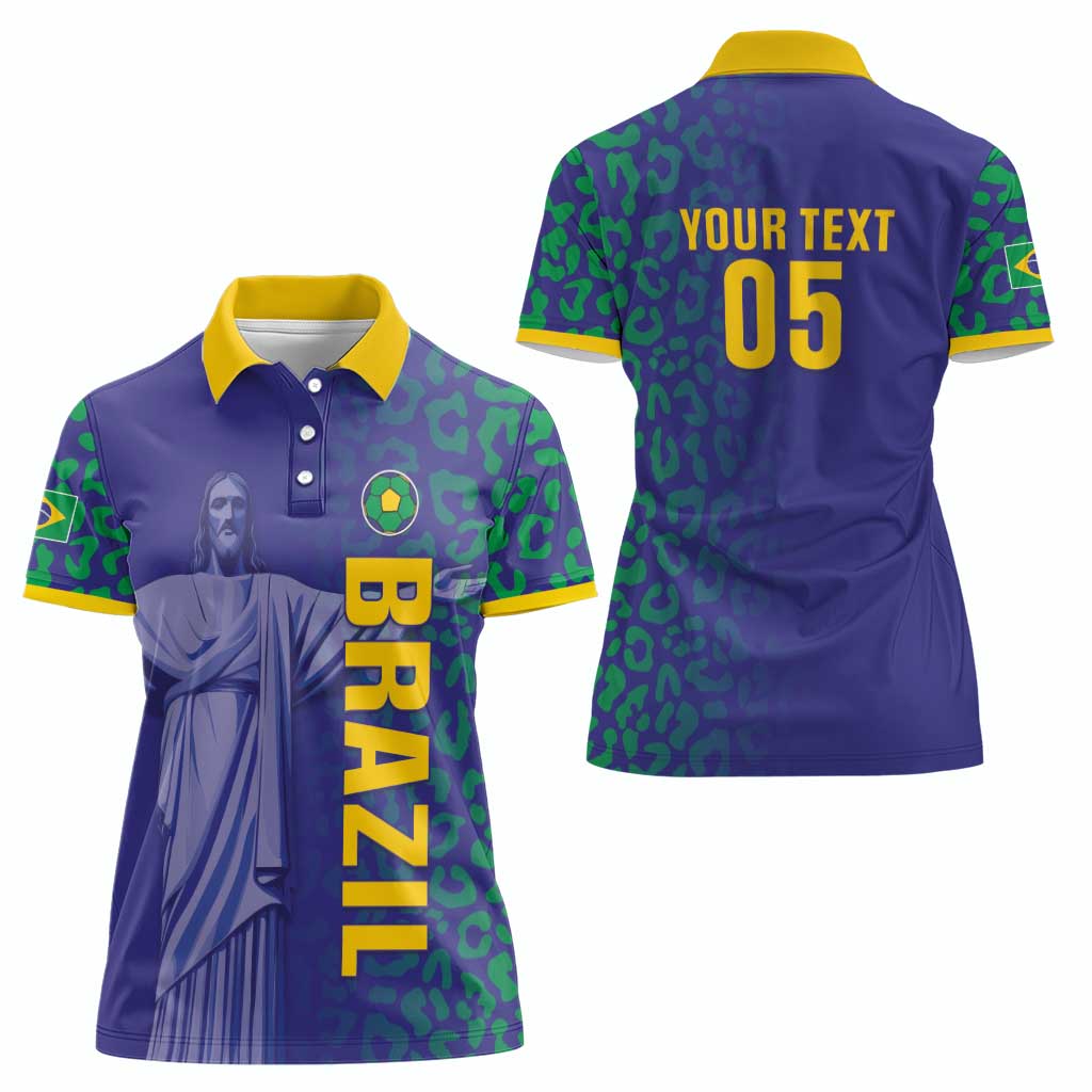 Custom Brazil Football Women Polo Shirt With Leopard Pattern