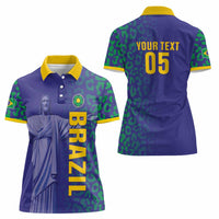 Custom Brazil Football Women Polo Shirt With Leopard Pattern