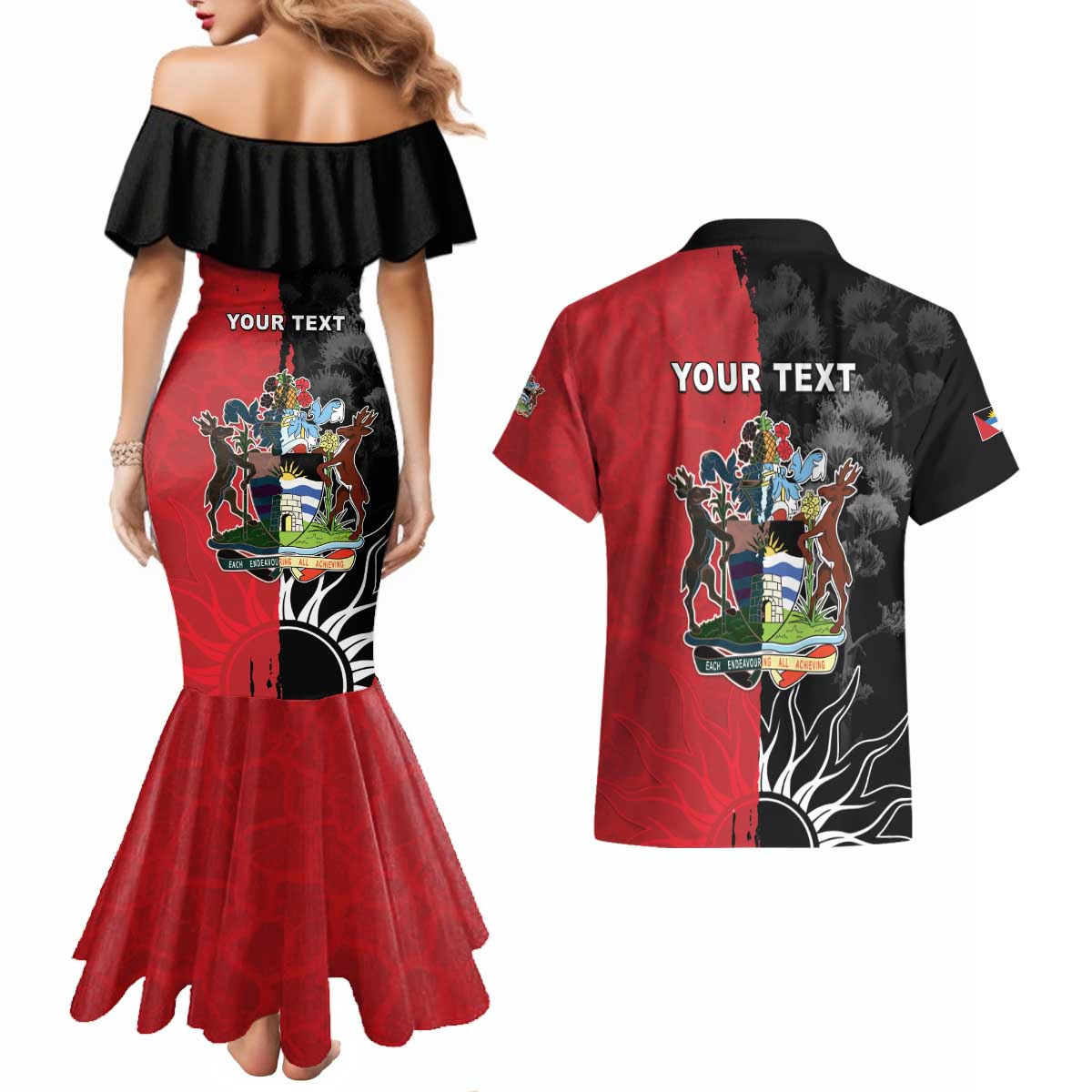Personalized Antigua and Barbuda Couples Matching Mermaid Dress and Hawaiian Shirt Land Of 365 Beaches
