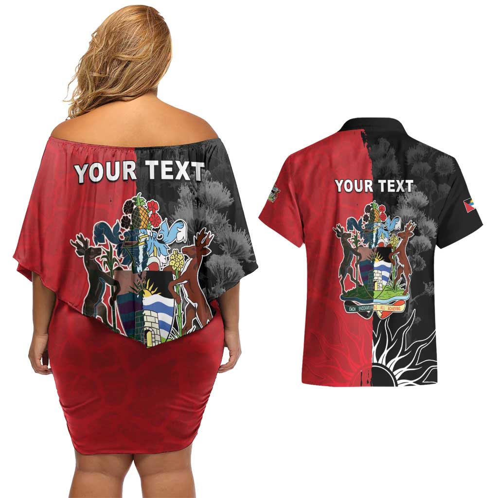 Personalized Antigua and Barbuda Couples Matching Off Shoulder Short Dress and Hawaiian Shirt Land Of 365 Beaches