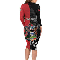 Personalized Antigua and Barbuda Family Matching Long Sleeve Bodycon Dress and Hawaiian Shirt Land Of 365 Beaches