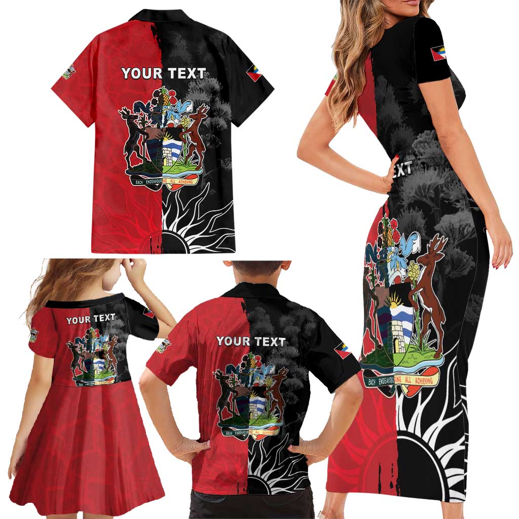 Personalized Antigua and Barbuda Family Matching Short Sleeve Bodycon Dress and Hawaiian Shirt Land Of 365 Beaches