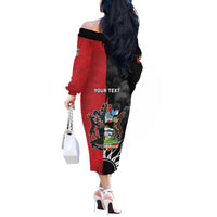 Personalized Antigua and Barbuda Off The Shoulder Long Sleeve Dress Land Of 365 Beaches