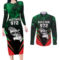 Personalized Martinique 972 Couples Matching Long Sleeve Bodycon Dress and Long Sleeve Button Shirt Matnik Map