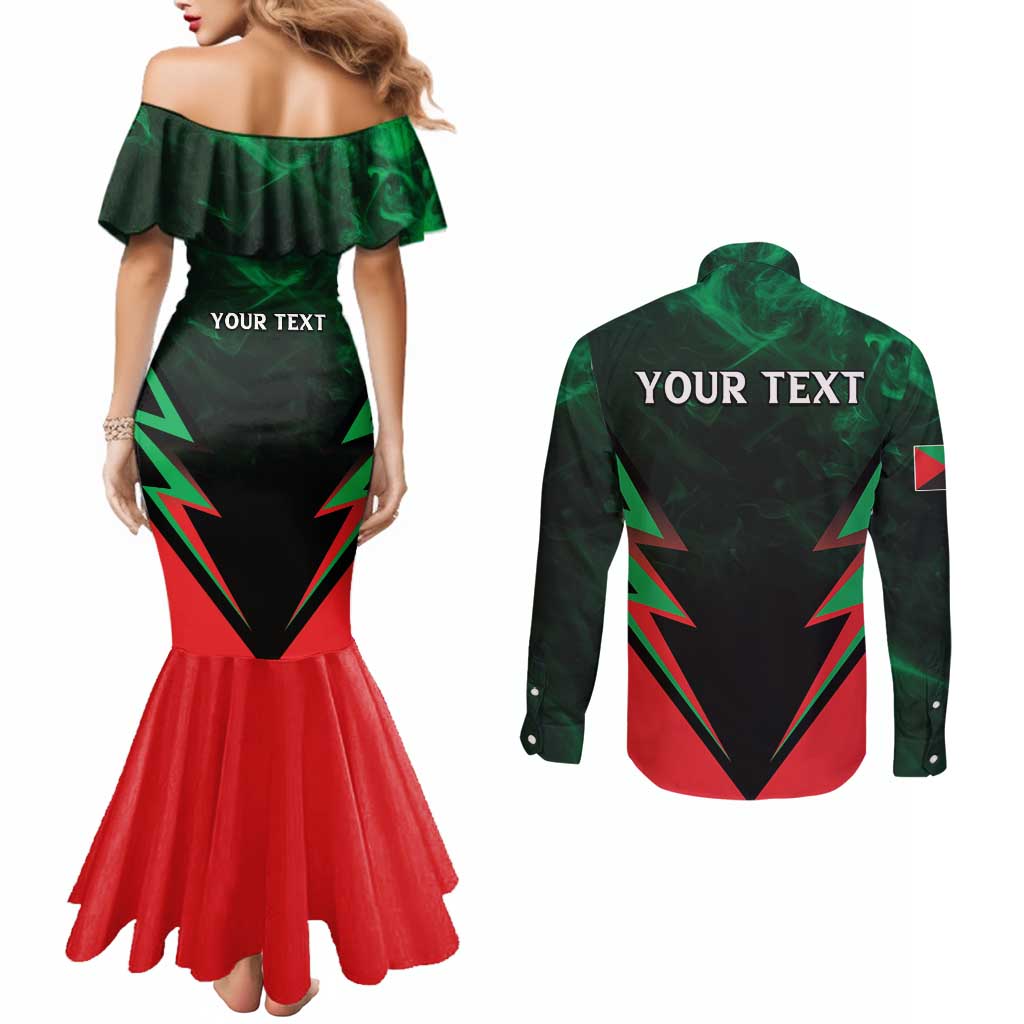 Personalized Martinique 972 Couples Matching Mermaid Dress and Long Sleeve Button Shirt Matnik Map