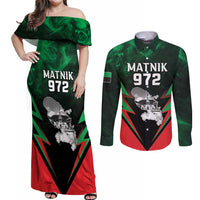 Personalized Martinique 972 Couples Matching Off Shoulder Maxi Dress and Long Sleeve Button Shirt Matnik Map
