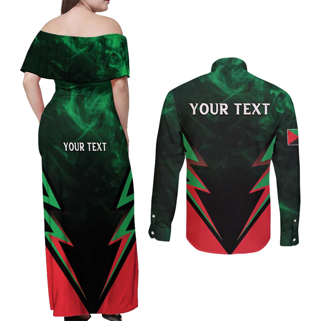 Personalized Martinique 972 Couples Matching Off Shoulder Maxi Dress and Long Sleeve Button Shirt Matnik Map