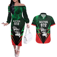 Personalized Martinique 972 Couples Matching Off The Shoulder Long Sleeve Dress and Hawaiian Shirt Matnik Map