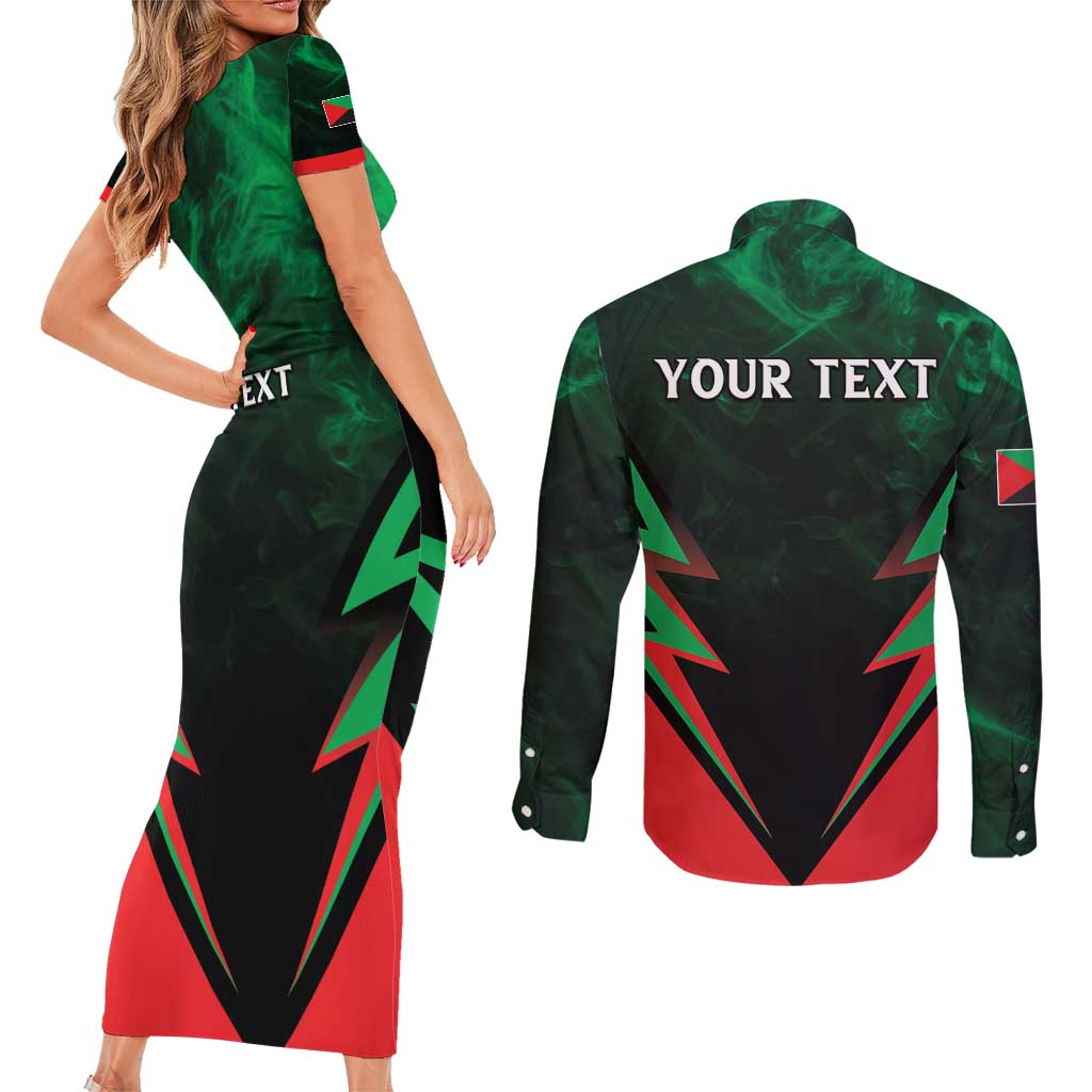 Personalized Martinique 972 Couples Matching Short Sleeve Bodycon Dress and Long Sleeve Button Shirt Matnik Map