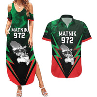Personalized Martinique 972 Couples Matching Summer Maxi Dress and Hawaiian Shirt Matnik Map