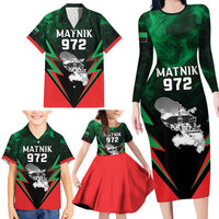 Personalized Martinique 972 Family Matching Long Sleeve Bodycon Dress and Hawaiian Shirt Matnik Map