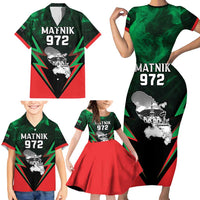 Personalized Martinique 972 Family Matching Short Sleeve Bodycon Dress and Hawaiian Shirt Matnik Map