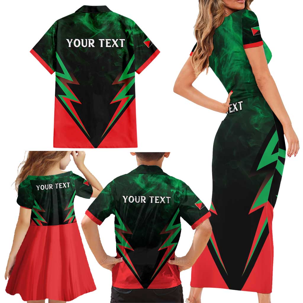 Personalized Martinique 972 Family Matching Short Sleeve Bodycon Dress and Hawaiian Shirt Matnik Map
