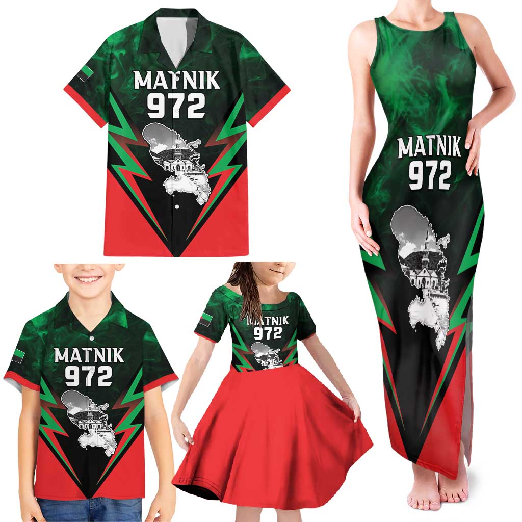 Personalized Martinique 972 Family Matching Tank Maxi Dress and Hawaiian Shirt Matnik Map