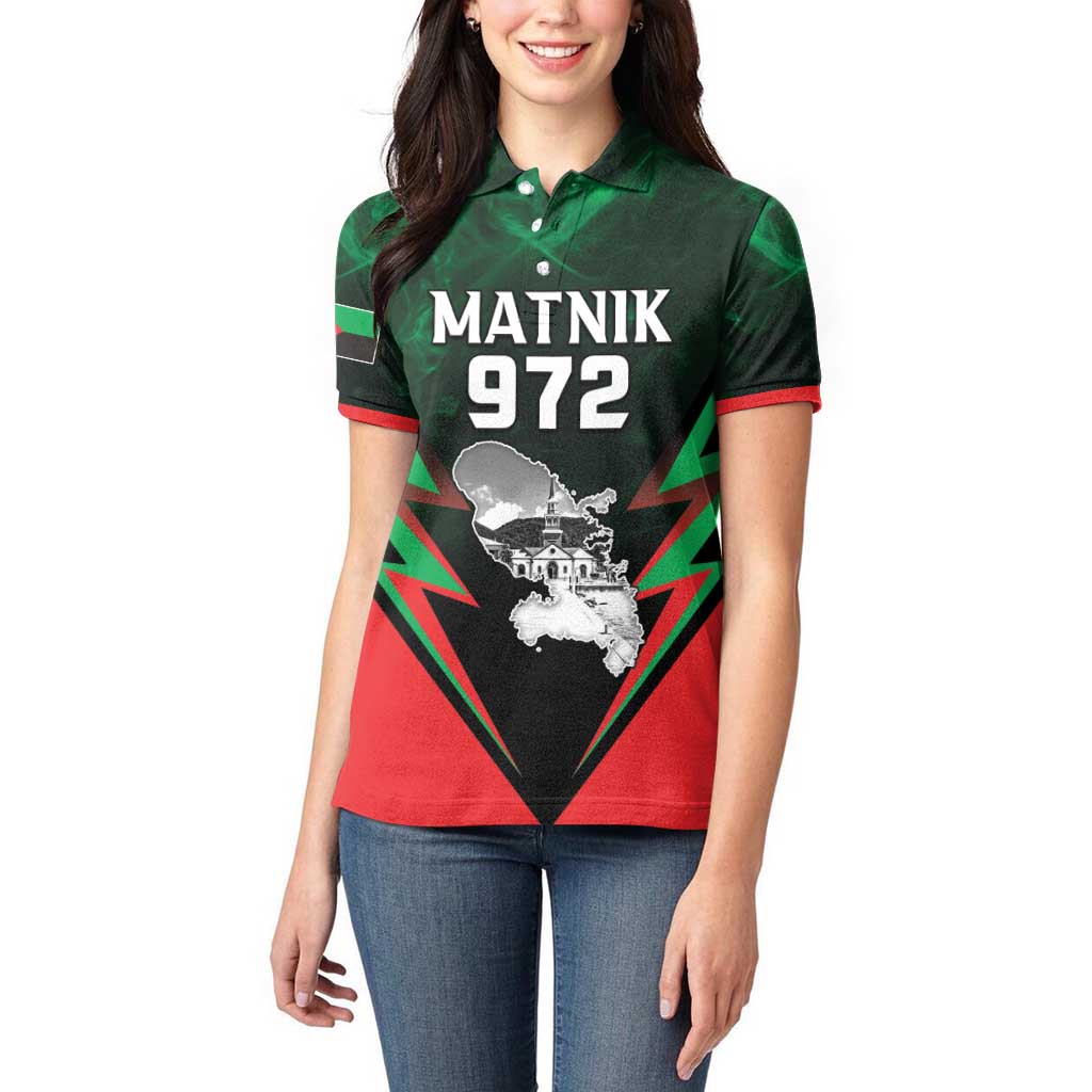 Personalized Martinique 972 Women Polo Shirt Matnik Map