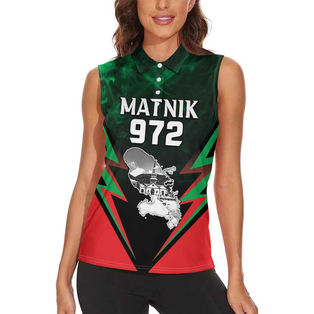 Personalized Martinique 972 Women Sleeveless Polo Shirt Matnik Map