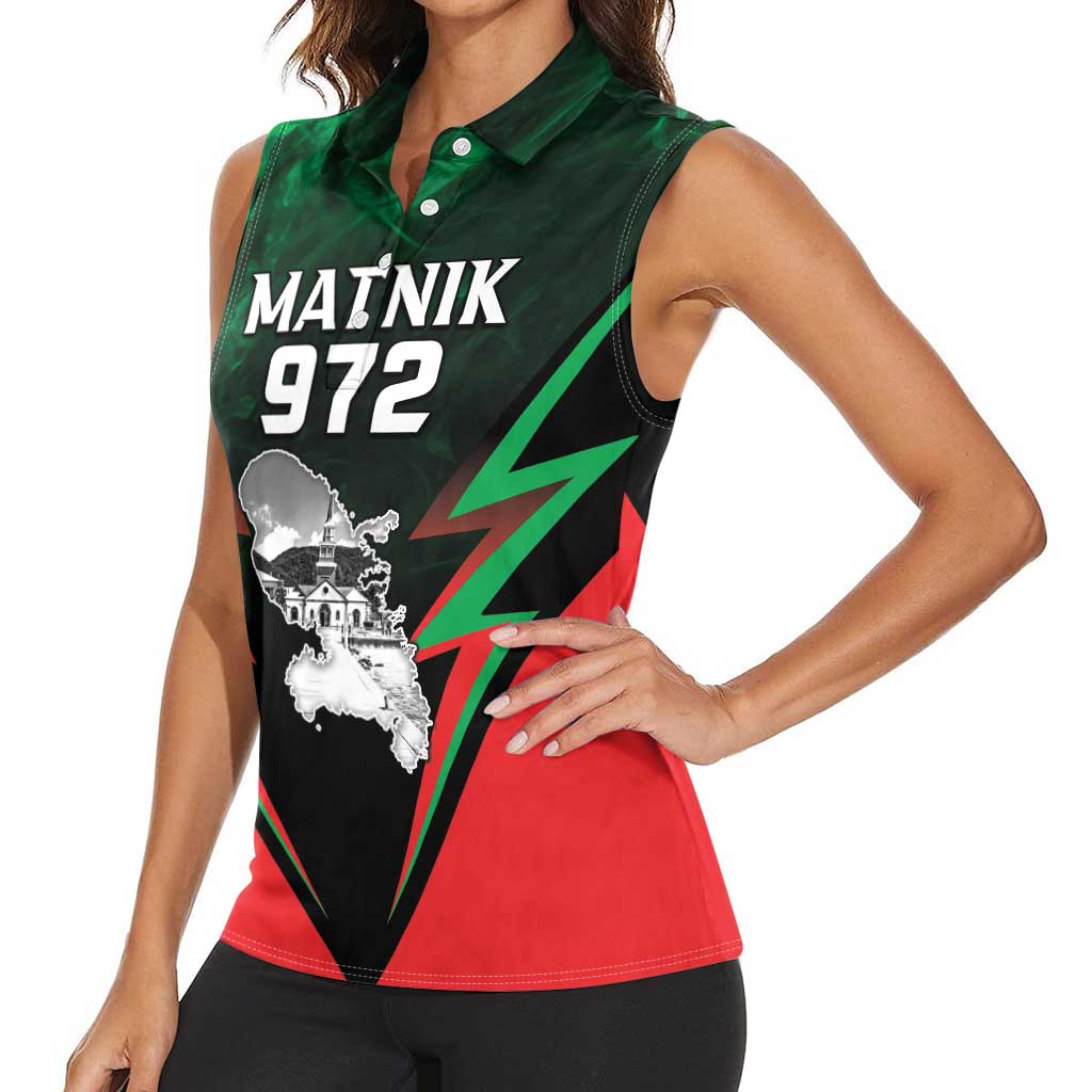 Personalized Martinique 972 Women Sleeveless Polo Shirt Matnik Map