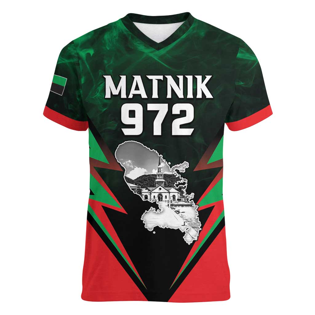 Personalized Martinique 972 Women V-Neck T-Shirt Matnik Map