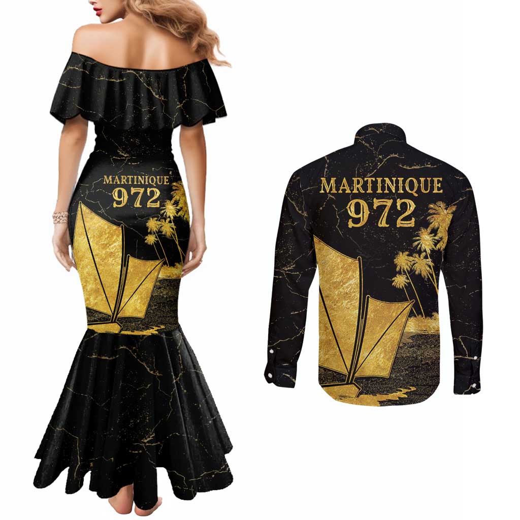 Mada Martinique Couples Matching Mermaid Dress and Long Sleeve Button Shirt Martinique Yole Gold