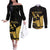 Mada Martinique Couples Matching Off The Shoulder Long Sleeve Dress and Long Sleeve Button Shirt Martinique Yole Gold