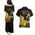 Mada Martinique Couples Matching Puletasi and Hawaiian Shirt Martinique Yole Gold