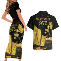 Mada Martinique Couples Matching Short Sleeve Bodycon Dress and Hawaiian Shirt Martinique Yole Gold