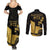 Mada Martinique Couples Matching Summer Maxi Dress and Long Sleeve Button Shirt Martinique Yole Gold