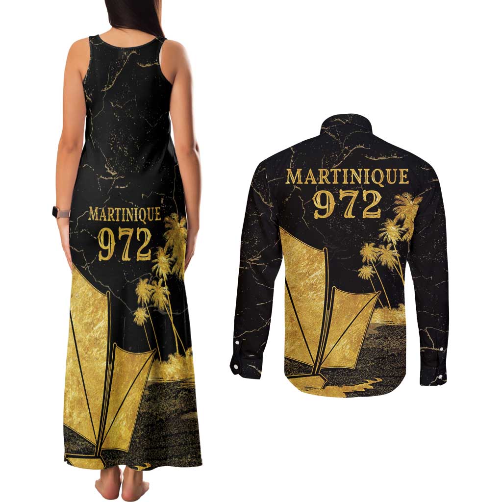 Mada Martinique Couples Matching Tank Maxi Dress and Long Sleeve Button Shirt Martinique Yole Gold