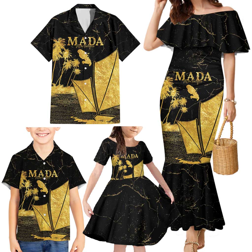 Mada Martinique Family Matching Mermaid Dress and Hawaiian Shirt Martinique Yole Gold