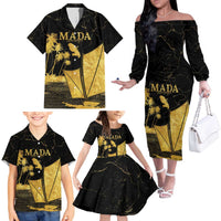Mada Martinique Family Matching Off The Shoulder Long Sleeve Dress and Hawaiian Shirt Martinique Yole Gold