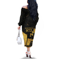 Mada Martinique Family Matching Off The Shoulder Long Sleeve Dress and Hawaiian Shirt Martinique Yole Gold