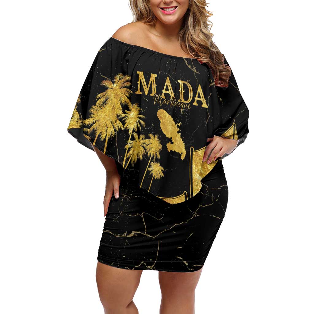 Mada Martinique Family Matching Off Shoulder Short Dress and Hawaiian Shirt Martinique Yole Gold