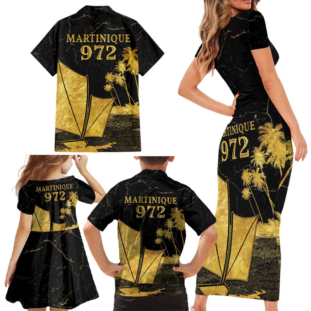 Mada Martinique Family Matching Short Sleeve Bodycon Dress and Hawaiian Shirt Martinique Yole Gold