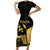 Mada Martinique Family Matching Short Sleeve Bodycon Dress and Hawaiian Shirt Martinique Yole Gold