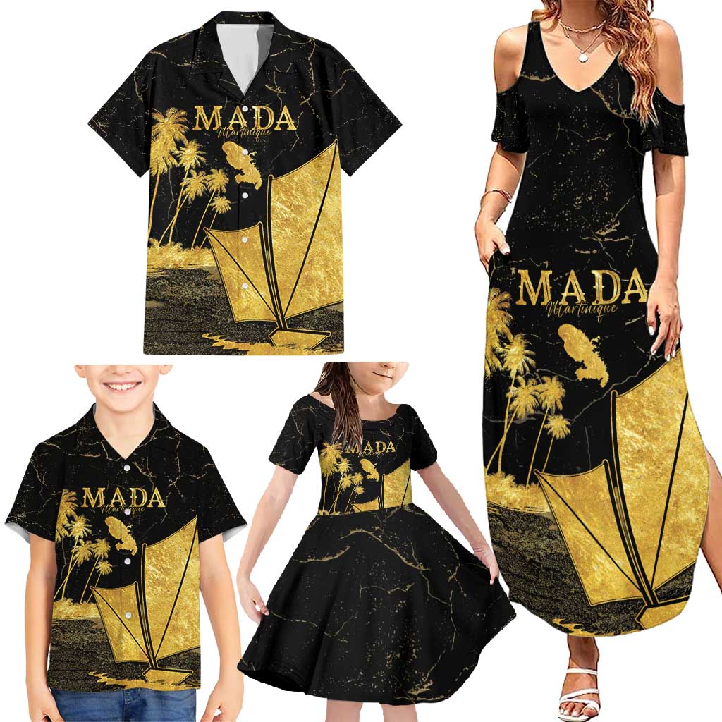 Mada Martinique Family Matching Summer Maxi Dress and Hawaiian Shirt Martinique Yole Gold