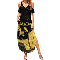 Mada Martinique Family Matching Summer Maxi Dress and Hawaiian Shirt Martinique Yole Gold